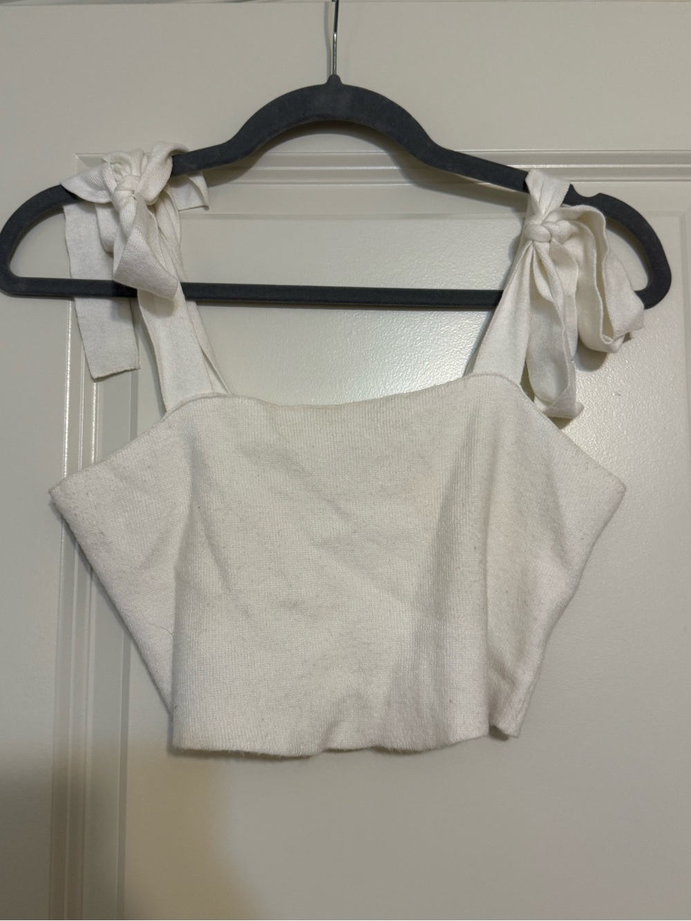 J.O.A. Cream Tie-Shoulder Crop Top